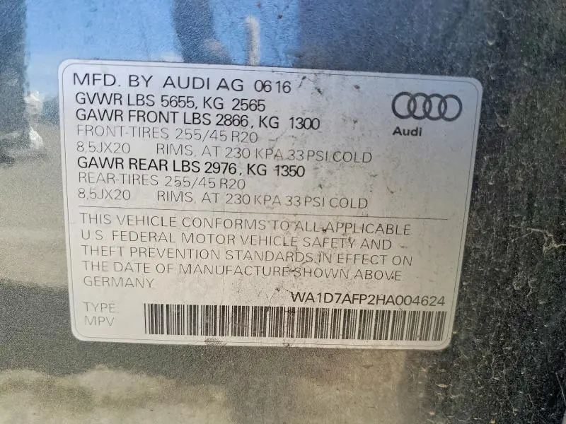 2017 AUDI Q5 PREMIUM PLUS S-LINE  