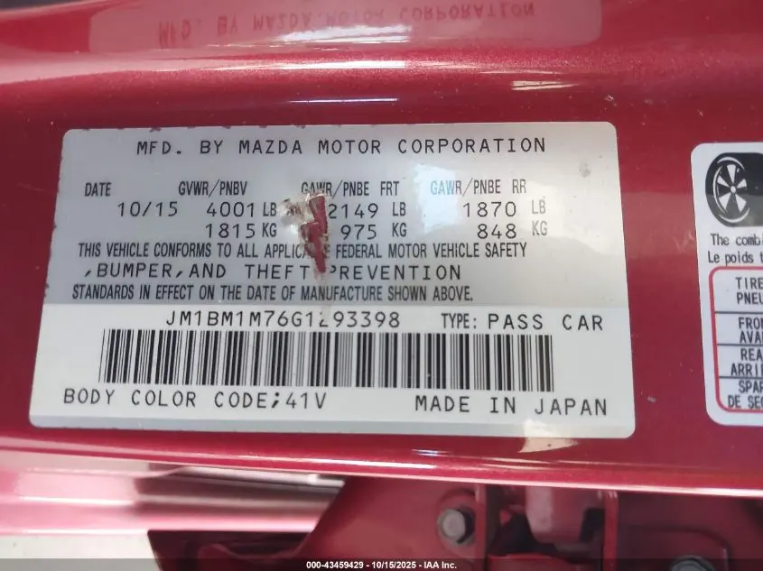 2016 MAZDA MAZDA3 I TOURING