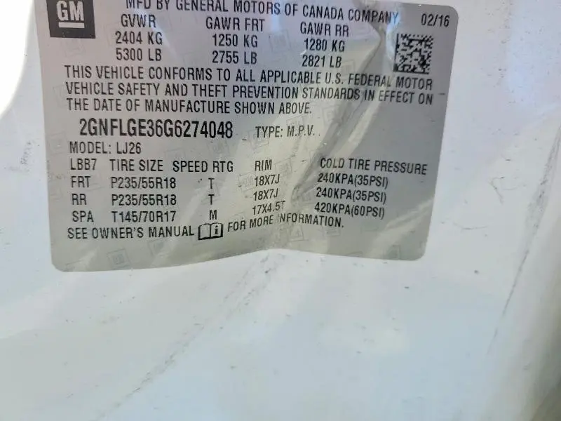 2016 CHEVROLET EQUINOX LTZ  