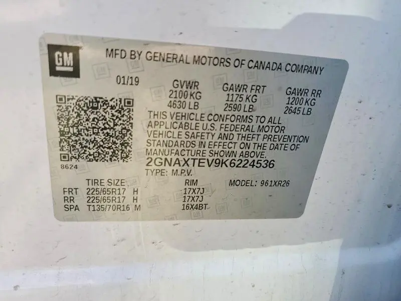 2019 CHEVROLET EQUINOX LT  