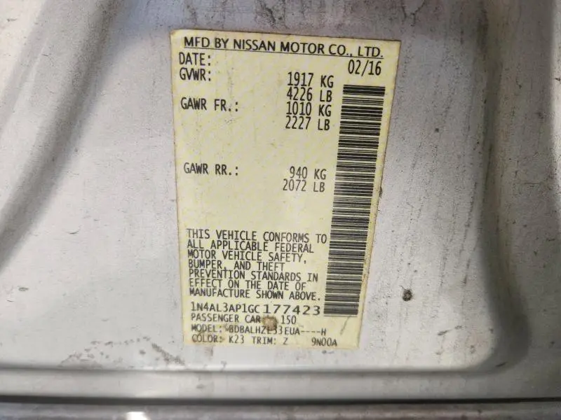 2016 NISSAN ALTIMA 2.5 SR  