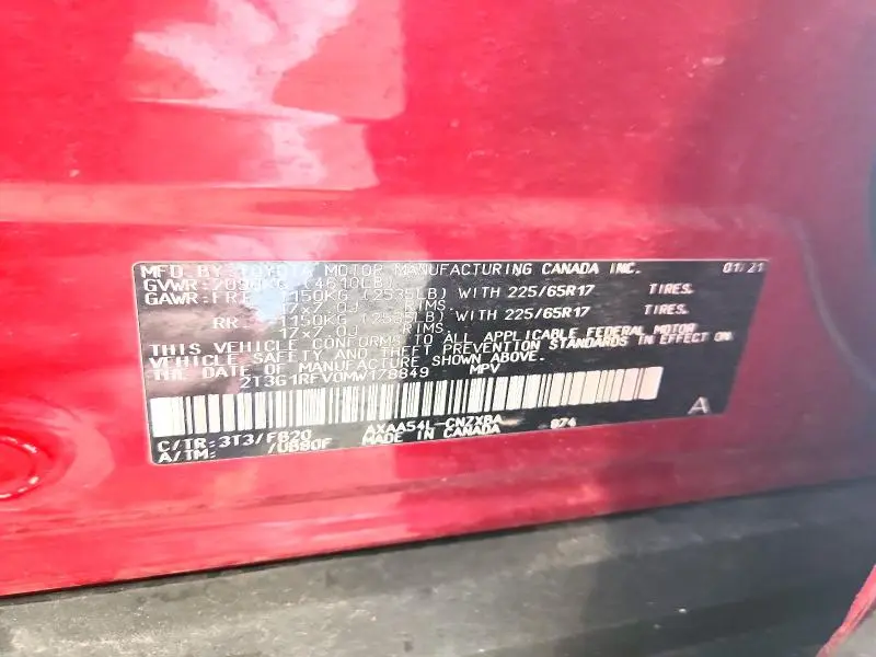 2021 TOYOTA RAV4 LE  