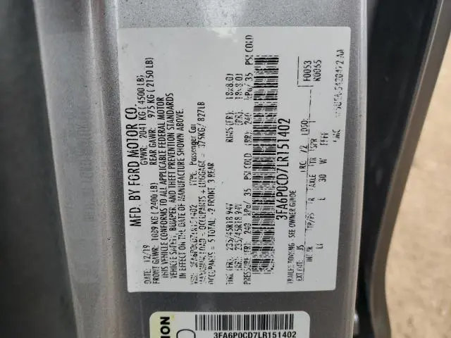 2020 FORD FUSION SEL  