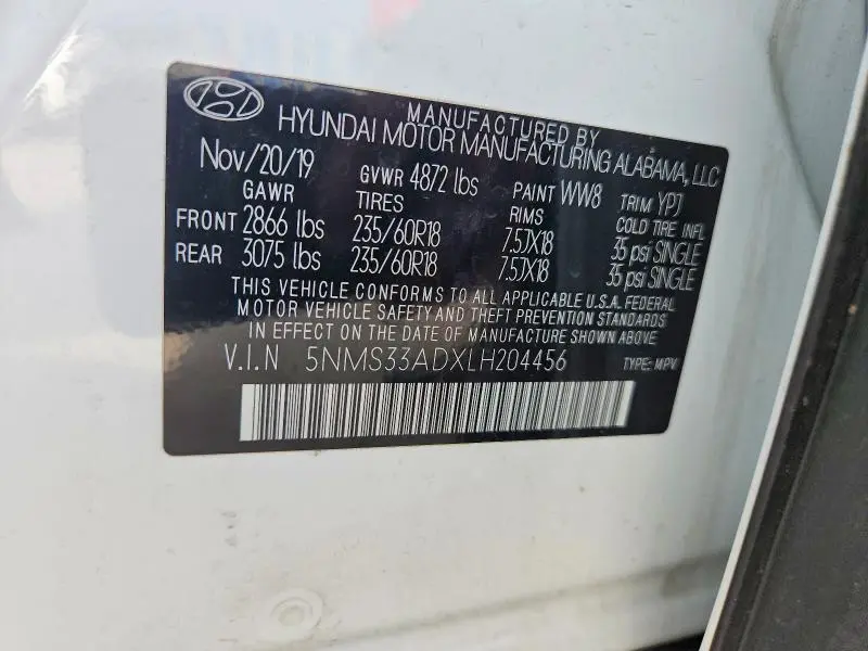 2020 HYUNDAI SANTA FE SEL  