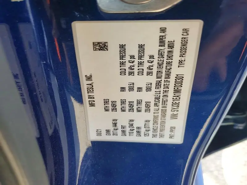 2021 TESLA MODEL 3   