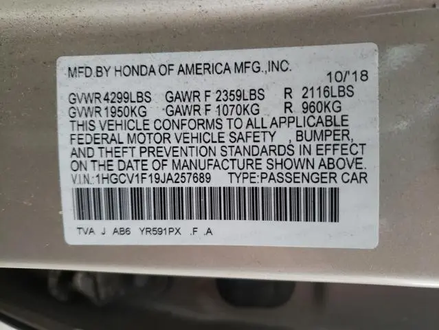 2018 HONDA ACCORD LX  