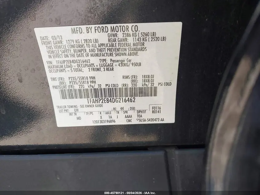 2013 FORD TAURUS SEL
