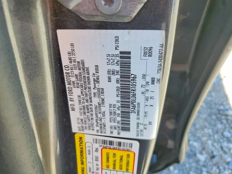 2015 FORD FUSION SE HYBRID  
