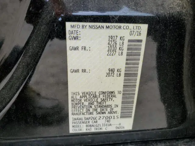 2016 NISSAN ALTIMA 2.5  