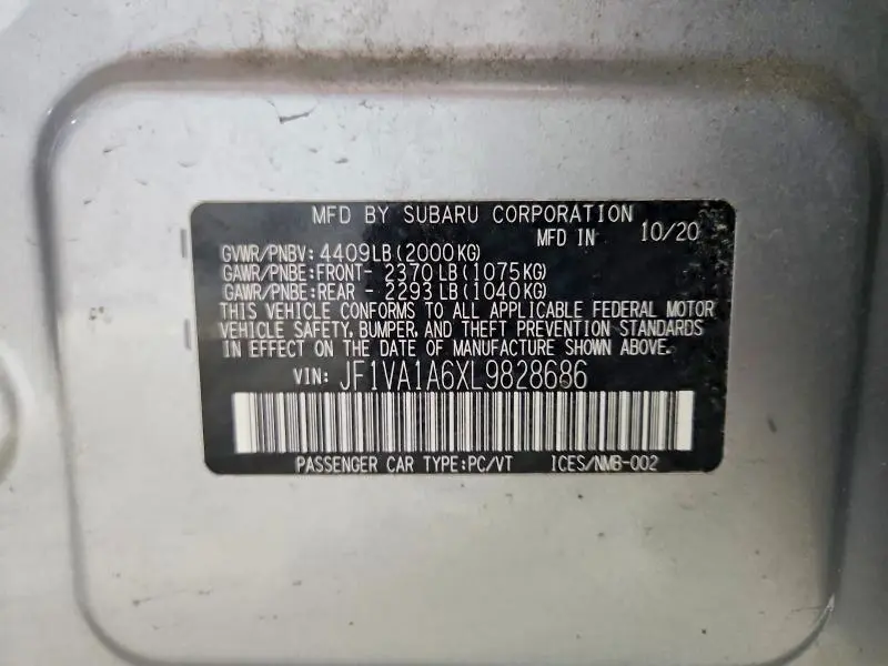 2020 SUBARU WRX   