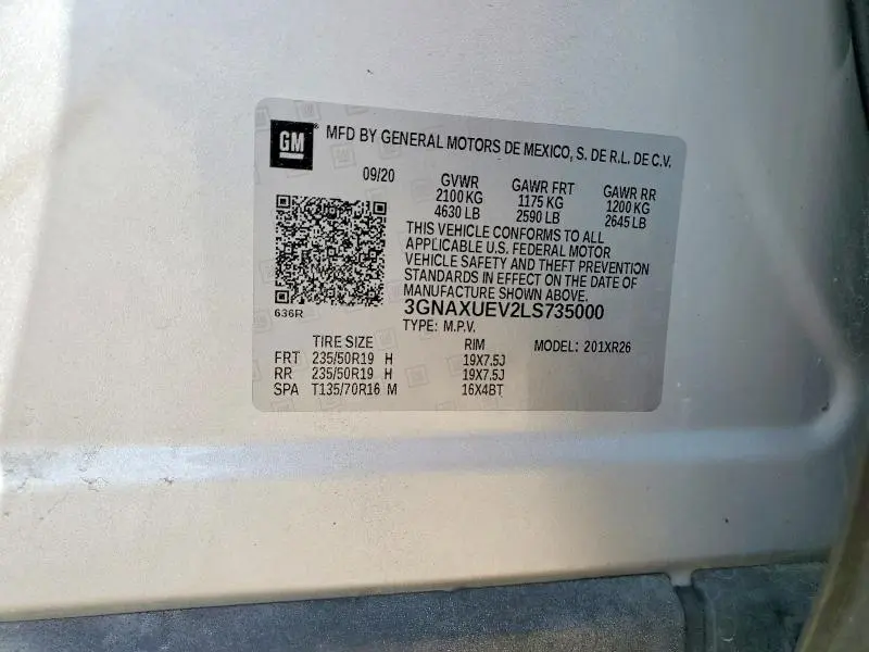 2020 CHEVROLET EQUINOX LT  