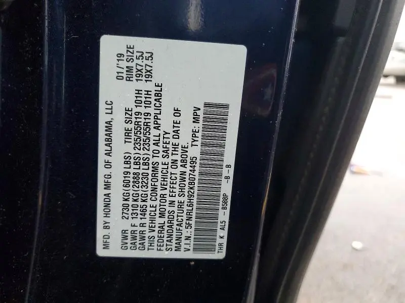 2019 HONDA ODYSSEY ELITE  