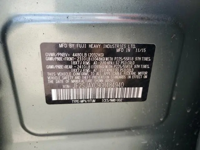 2016 SUBARU FORESTER 2.5I TOURING  