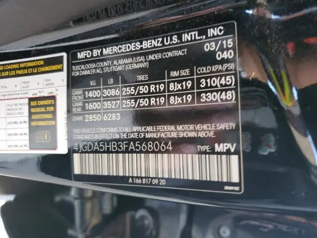 2015 MERCEDES-BENZ ML 350 4MATIC  