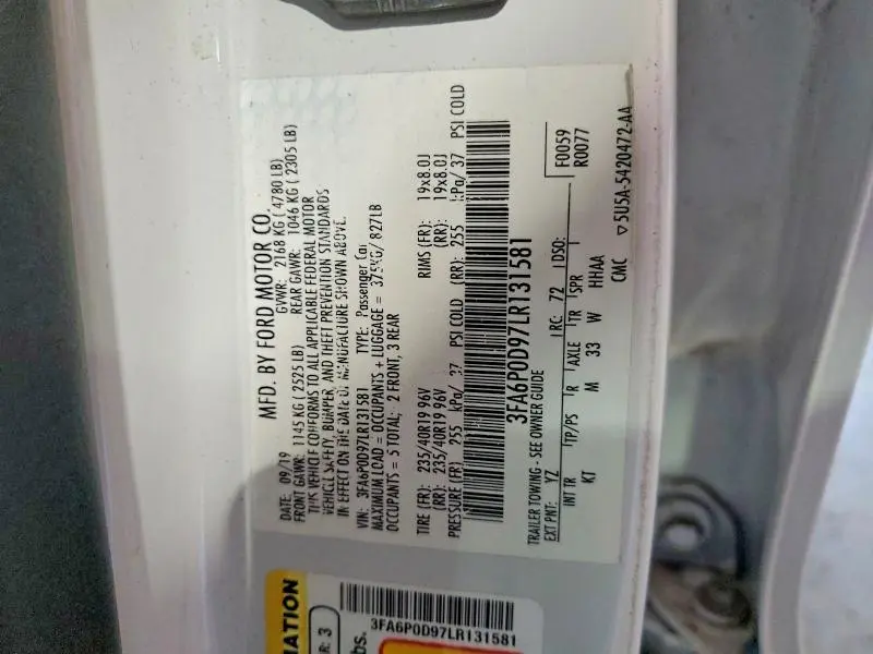 2020 FORD FUSION TITANIUM  