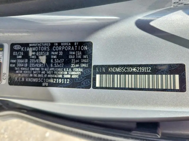 2017 KIA SEDONA LX  