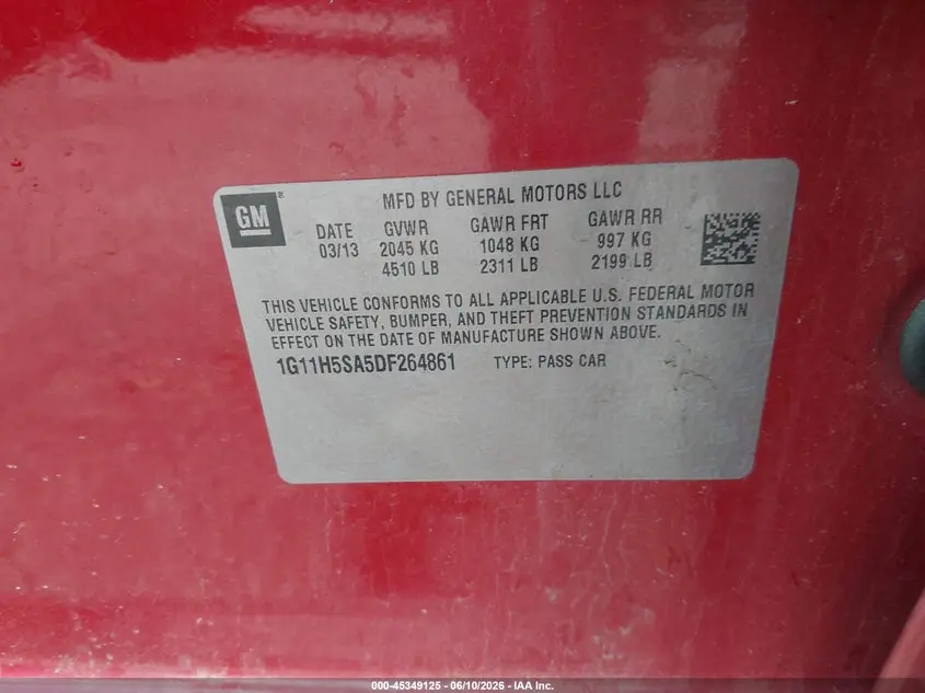2013 CHEVROLET MALIBU 1LZ