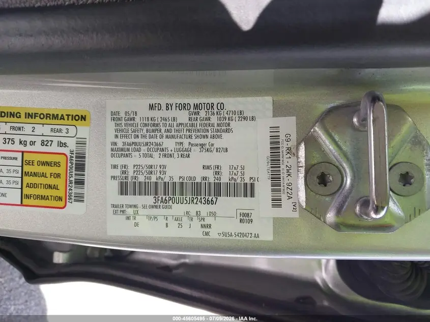 2018 FORD FUSION HYBRID S