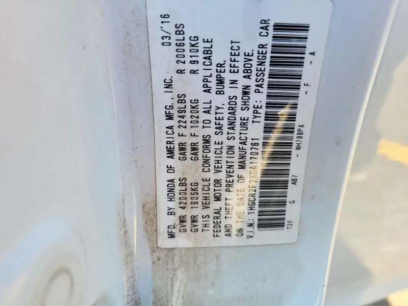 2016 HONDA ACCORD LX  