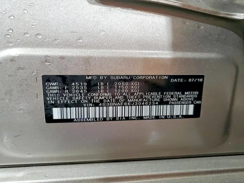 2018 SUBARU LEGACY 2.5I PREMIUM  