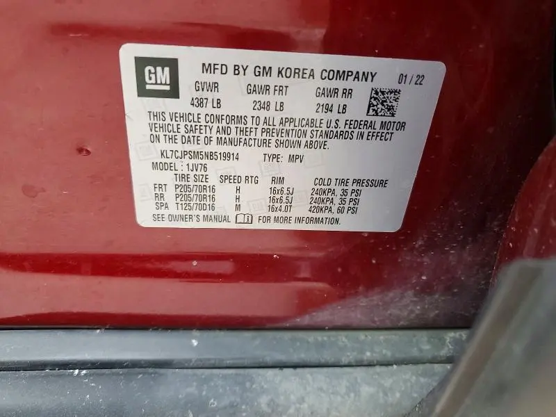 2022 CHEVROLET TRAX 1LT  