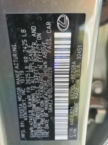 2020 LEXUS ES 350 LUXURY  