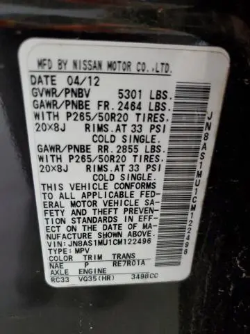 2012 INFINITI FX35   