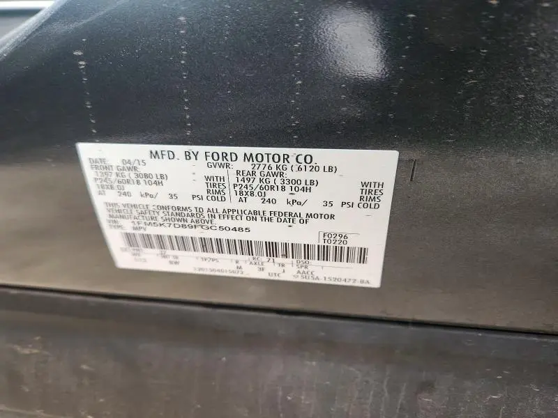 2015 FORD EXPLORER XLT  