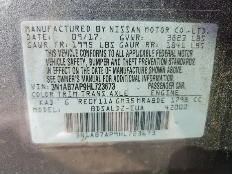 2017 NISSAN SENTRA SV  