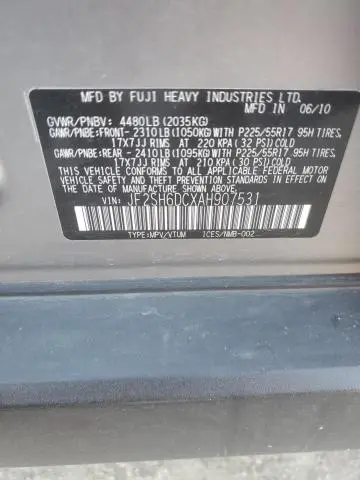 2010 SUBARU FORESTER 2.5X LIMITED  