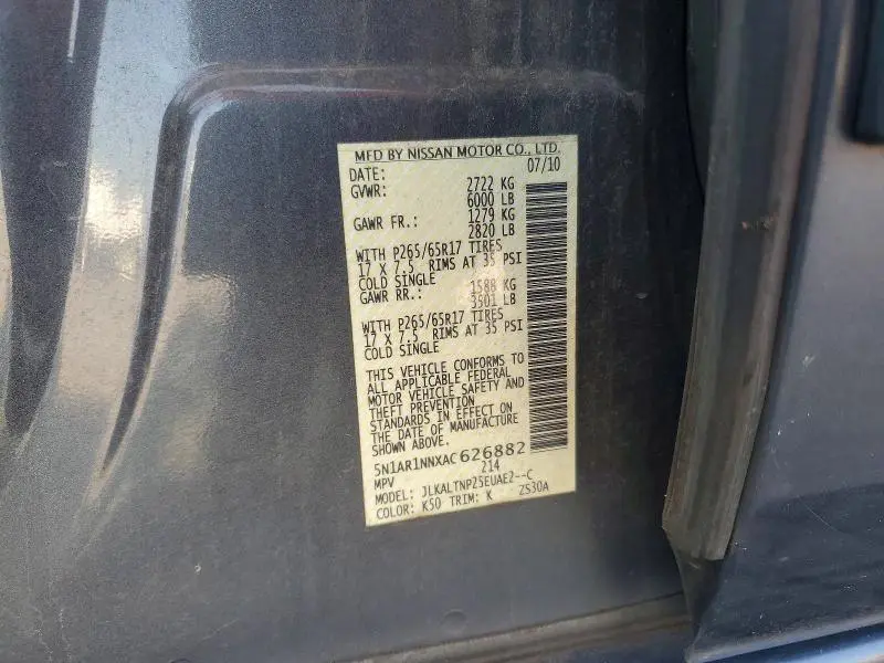 2010 NISSAN PATHFINDER S FE+  