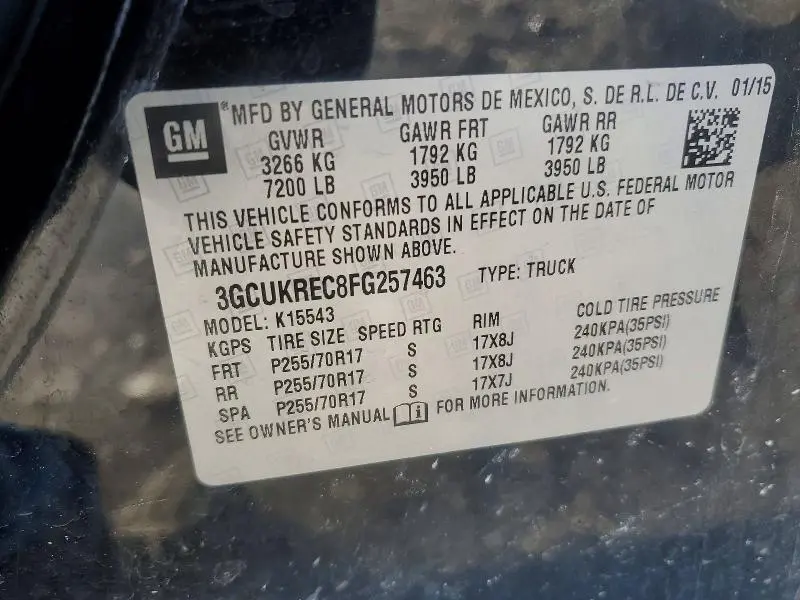 2015 CHEVROLET SILVERADO K1500 LT  