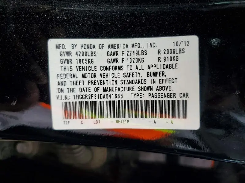 2013 HONDA ACCORD LX  