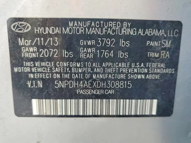 2013 HYUNDAI ELANTRA GLS  