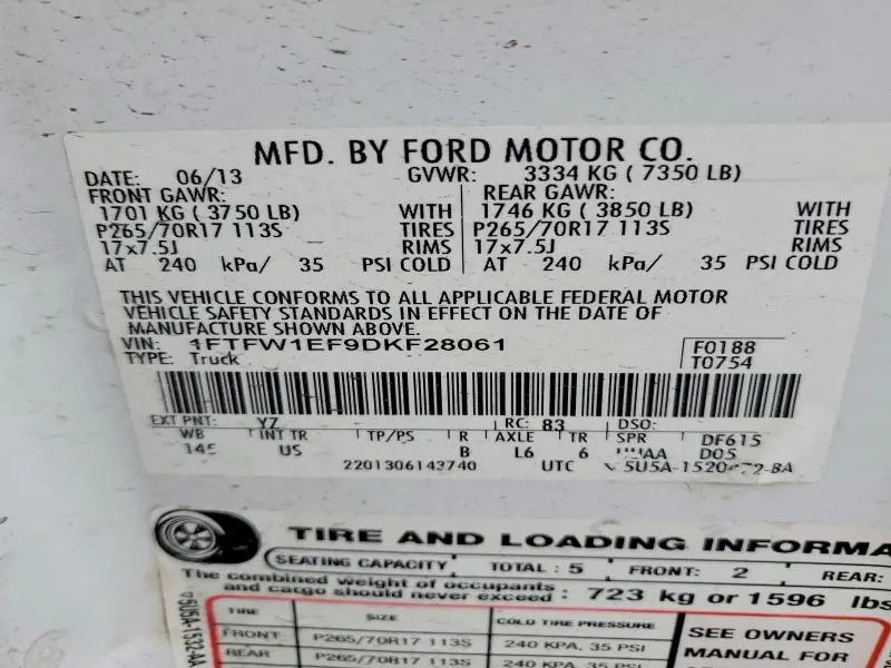 2013 FORD F150 SUPERCREW  