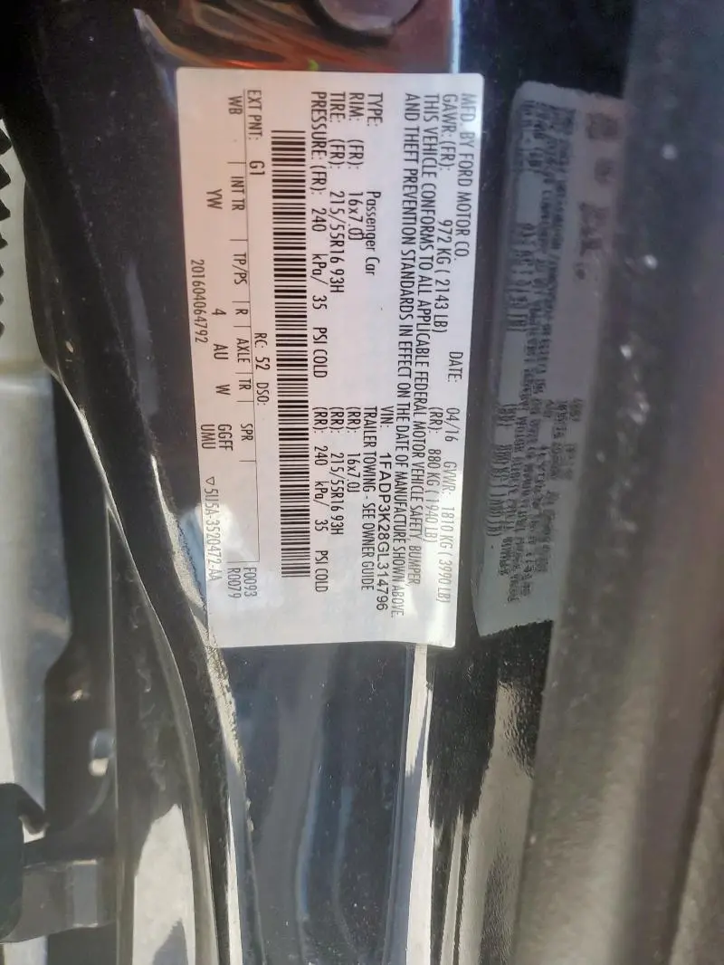 2016 FORD FOCUS SE  