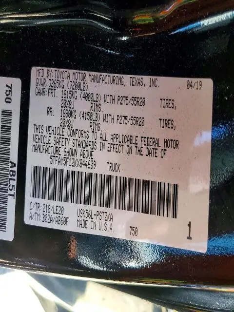 2019 TOYOTA TUNDRA PLATINUM  