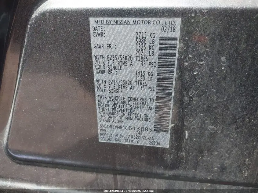 2018 NISSAN PATHFINDER PLATINUM