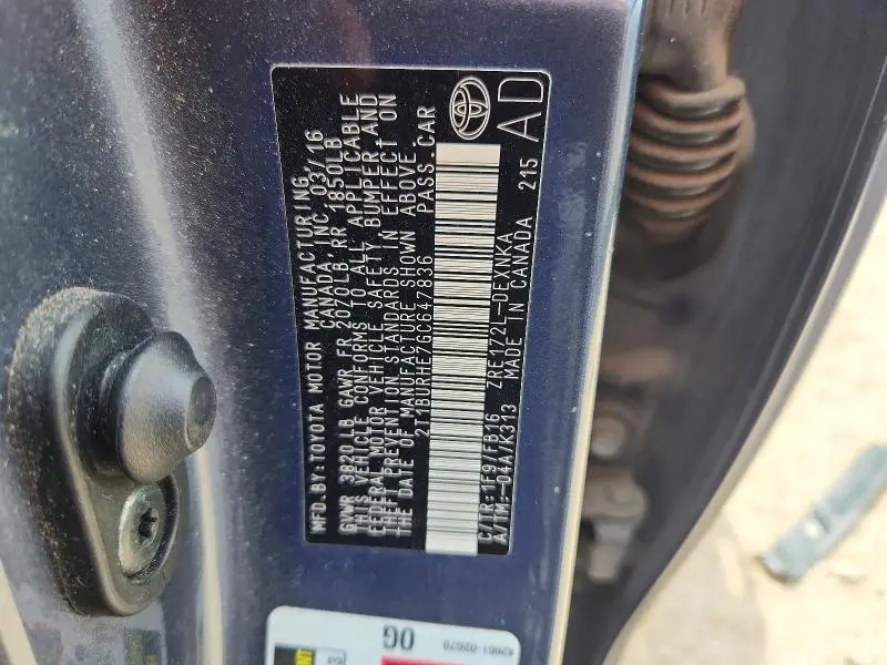 2016 TOYOTA COROLLA LE  