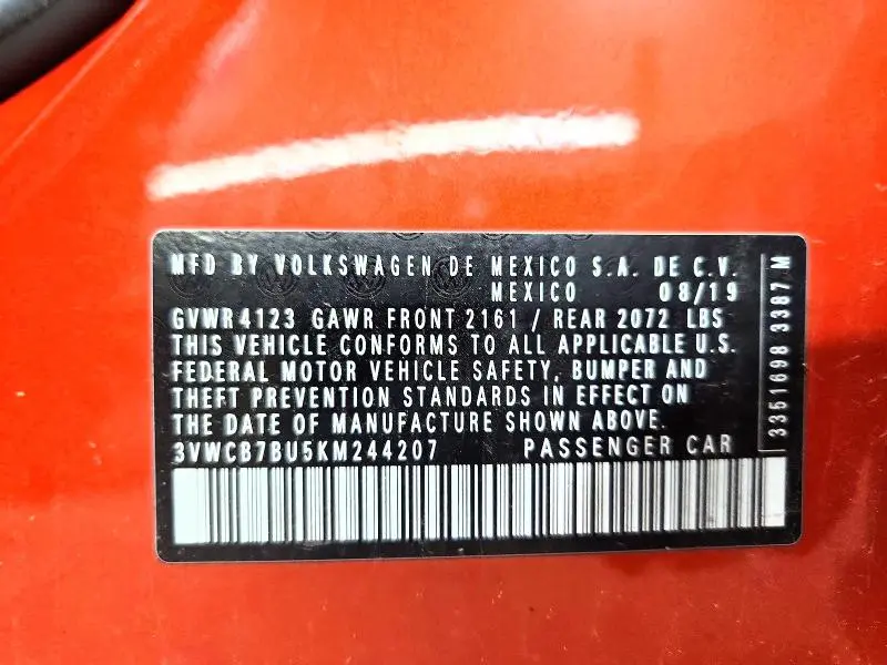 2019 VOLKSWAGEN JETTA S  