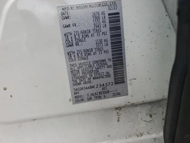 2022 NISSAN PATHFINDER S  