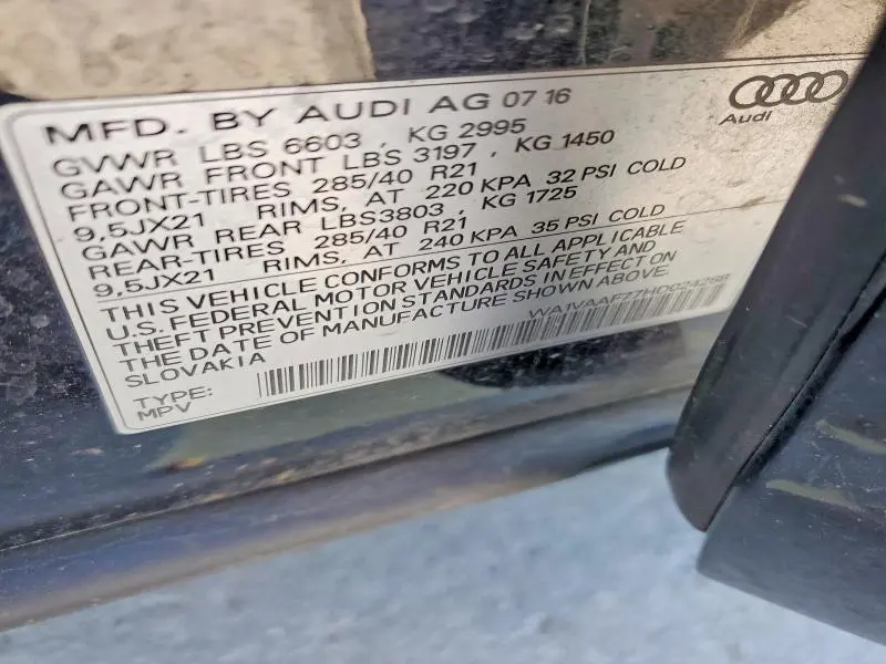 2017 AUDI Q7 PRESTIGE  