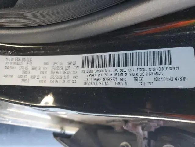 2019 RAM 1500 BIG HORN/LONE STAR  