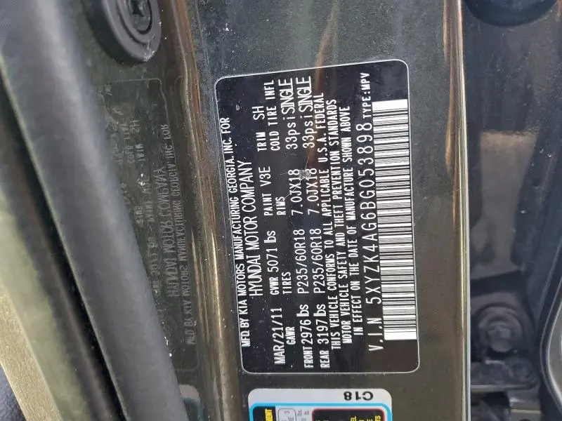 2011 HYUNDAI SANTA FE LIMITED  