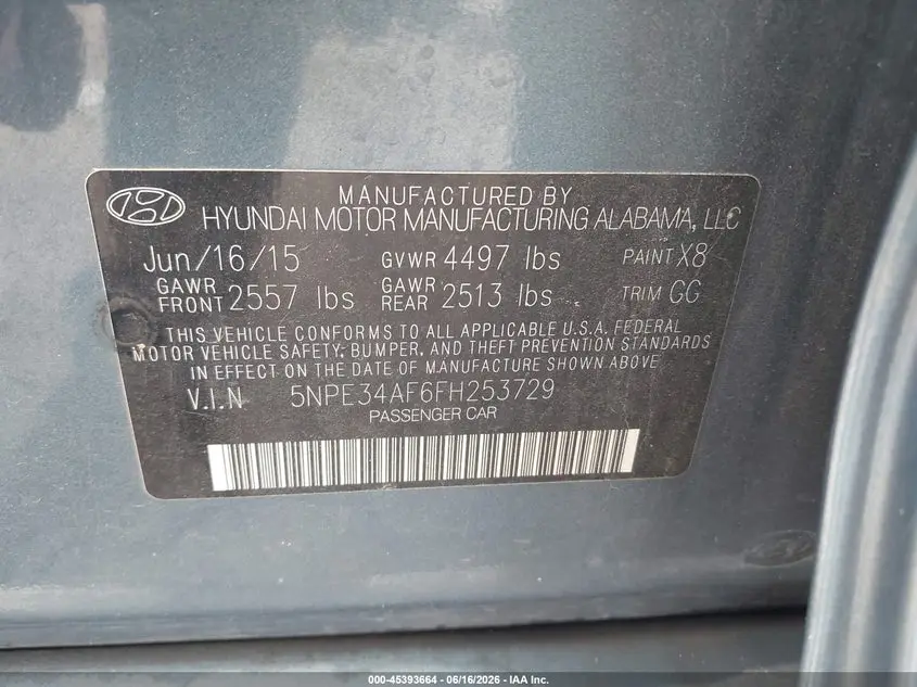 2015 HYUNDAI SONATA SPORT