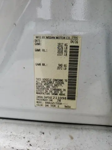 2016 NISSAN ALTIMA 2.5  
