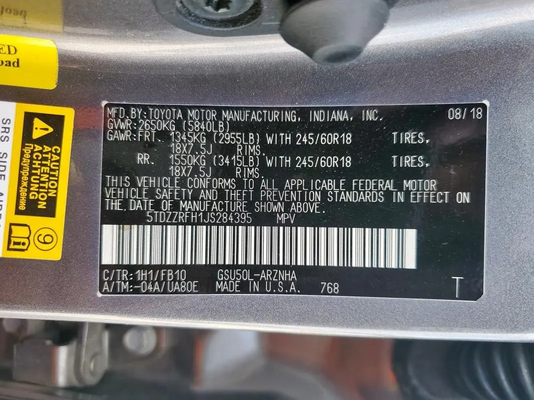 2018 TOYOTA HIGHLANDER LE  