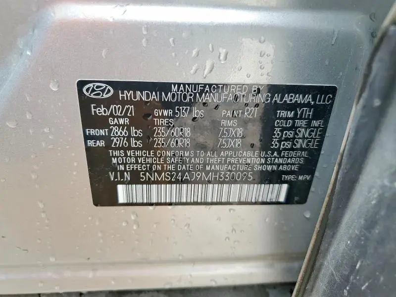 2021 HYUNDAI SANTA FE SEL  