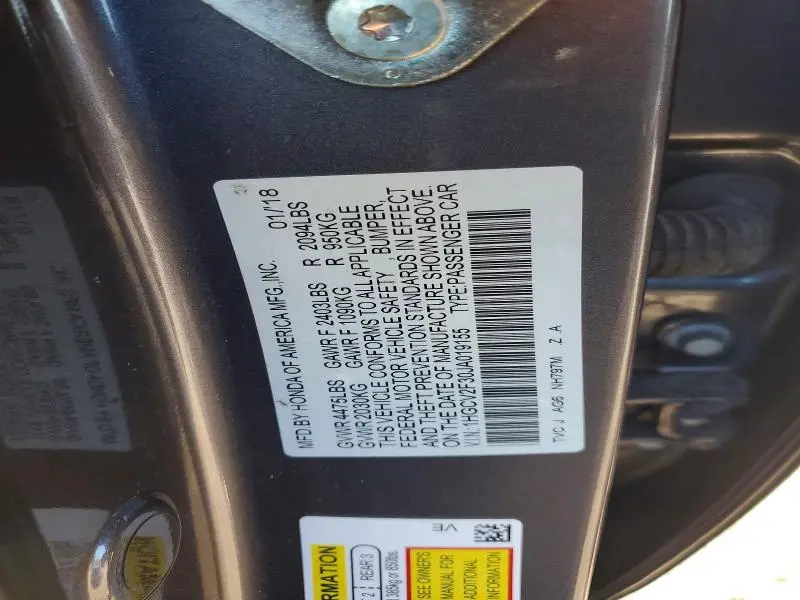 2018 HONDA ACCORD SPORT  