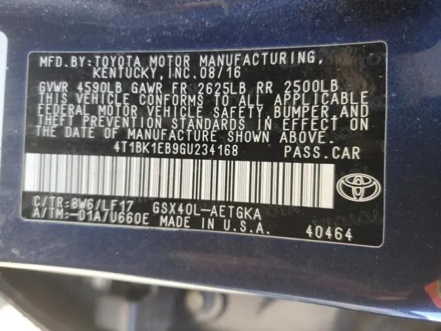 2016 TOYOTA AVALON XLE  